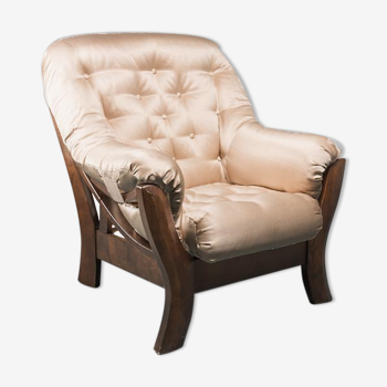 Armchair in beige fabric 70s vintage modern