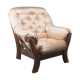 Fauteuil en tissu beige 70s vintage moderne
