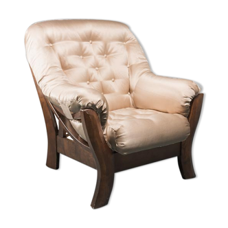 Armchair in beige fabric 70s vintage modern