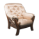 Fauteuil en tissu beige 70s vintage moderne