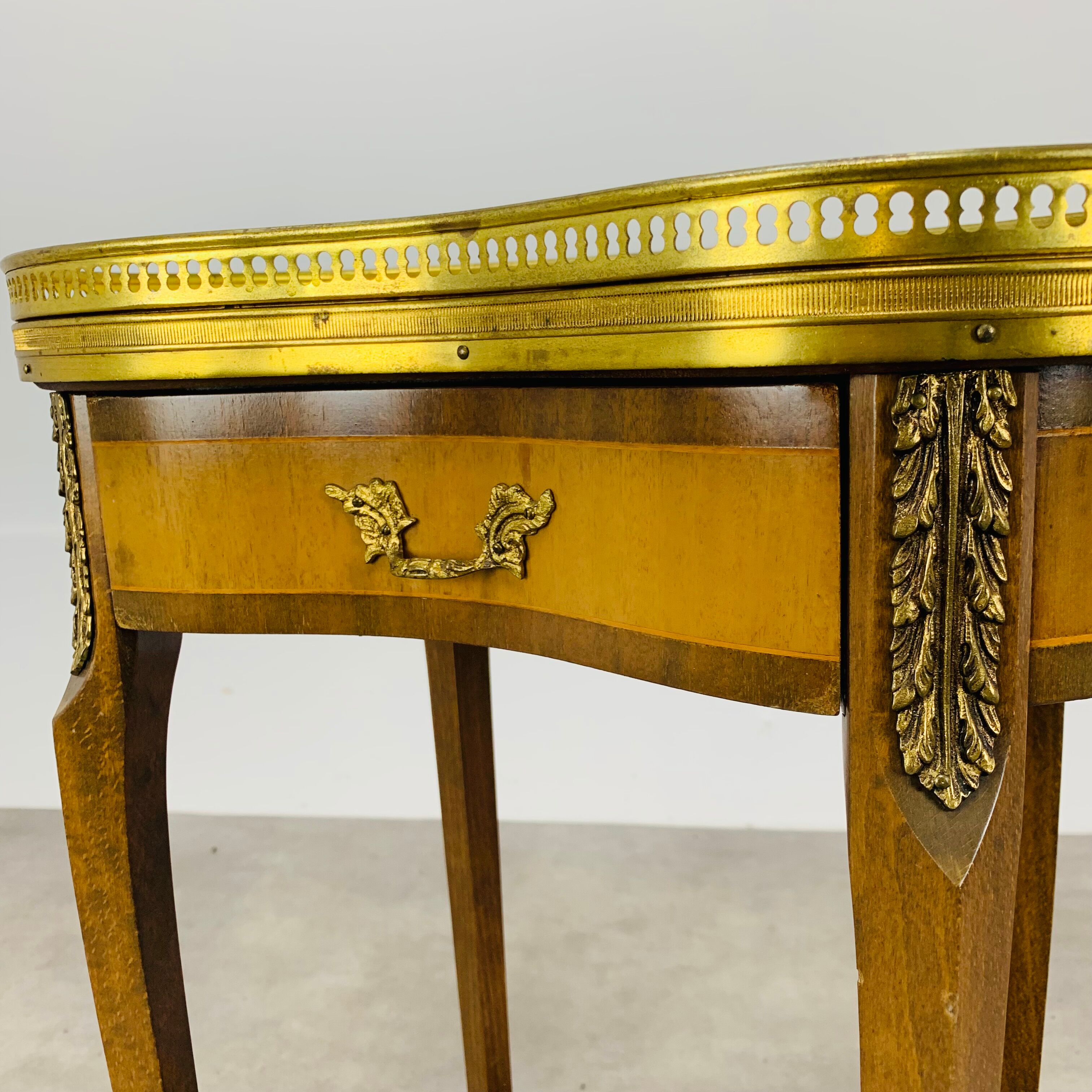 Side table pedestal table marble kidney louis XV style