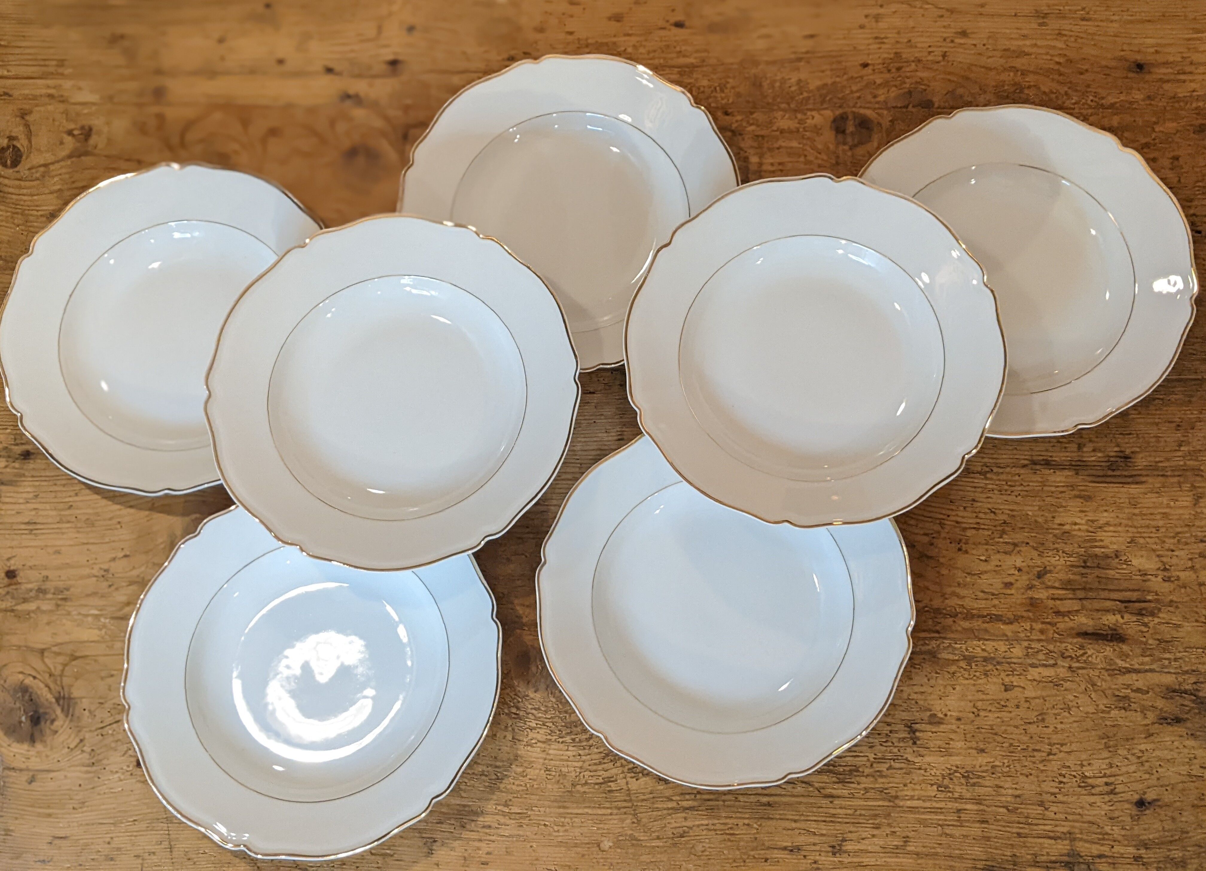 Lot round hollow vintage plates in Limoges porcelain
