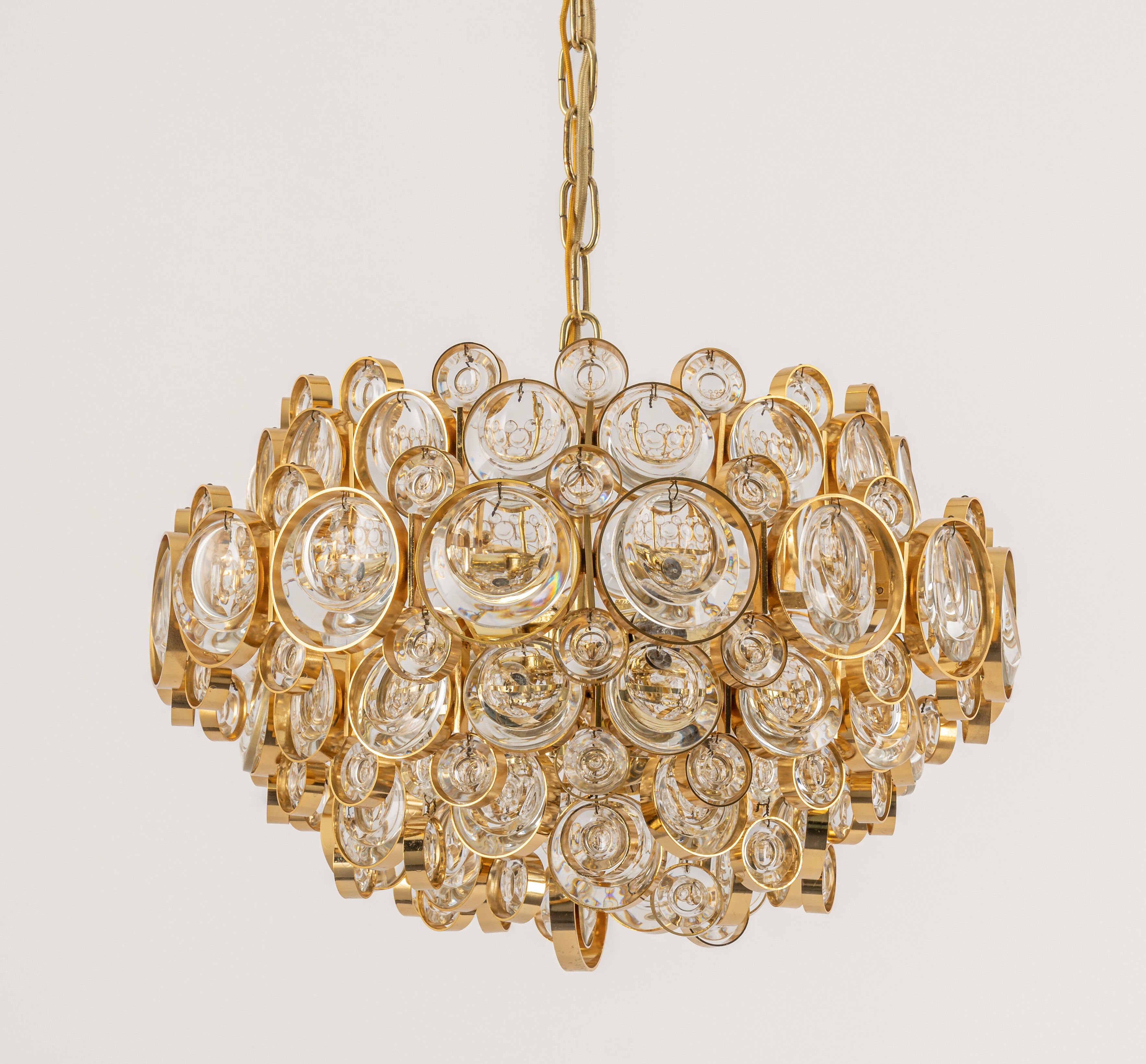 Gilt brass chandelier, design by Palwa, Germany, 1970s