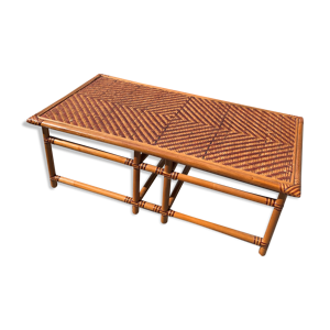 Table basse rectangulaire en rotin et bambou