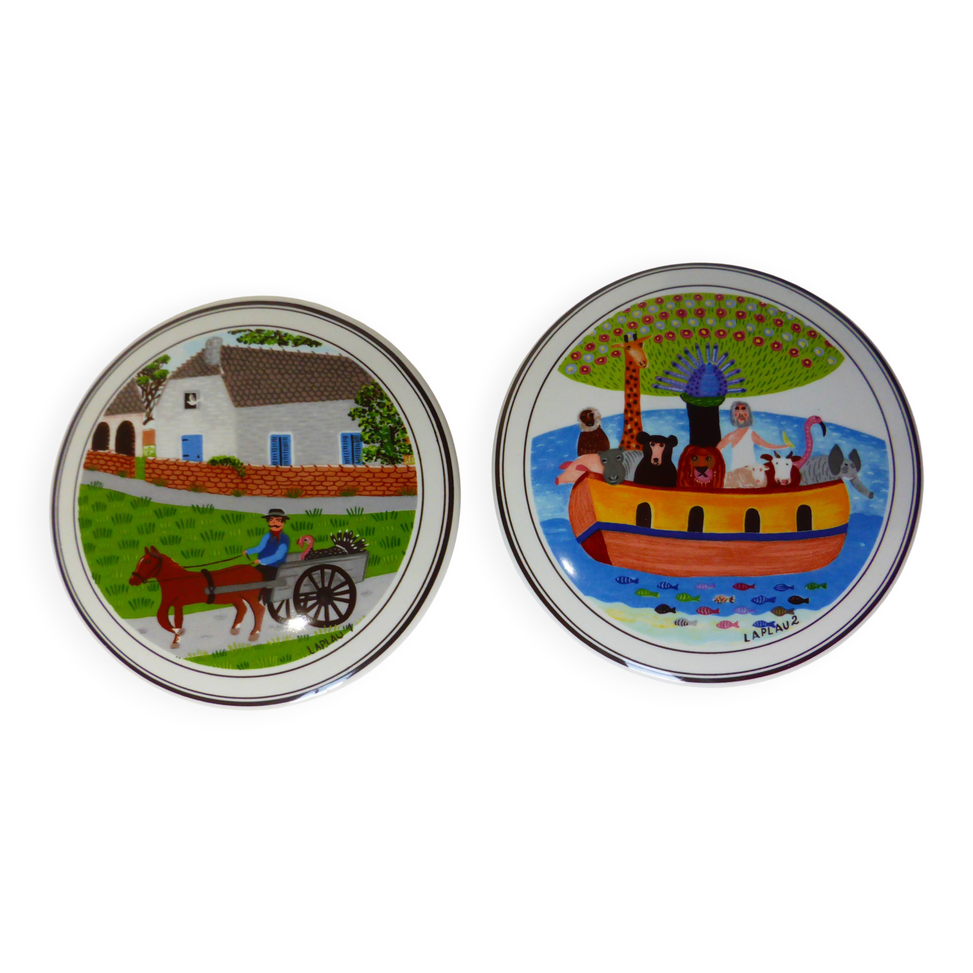 set of 2 Villeroy and Boch boxes naive decoration Noah's Ark 220572
