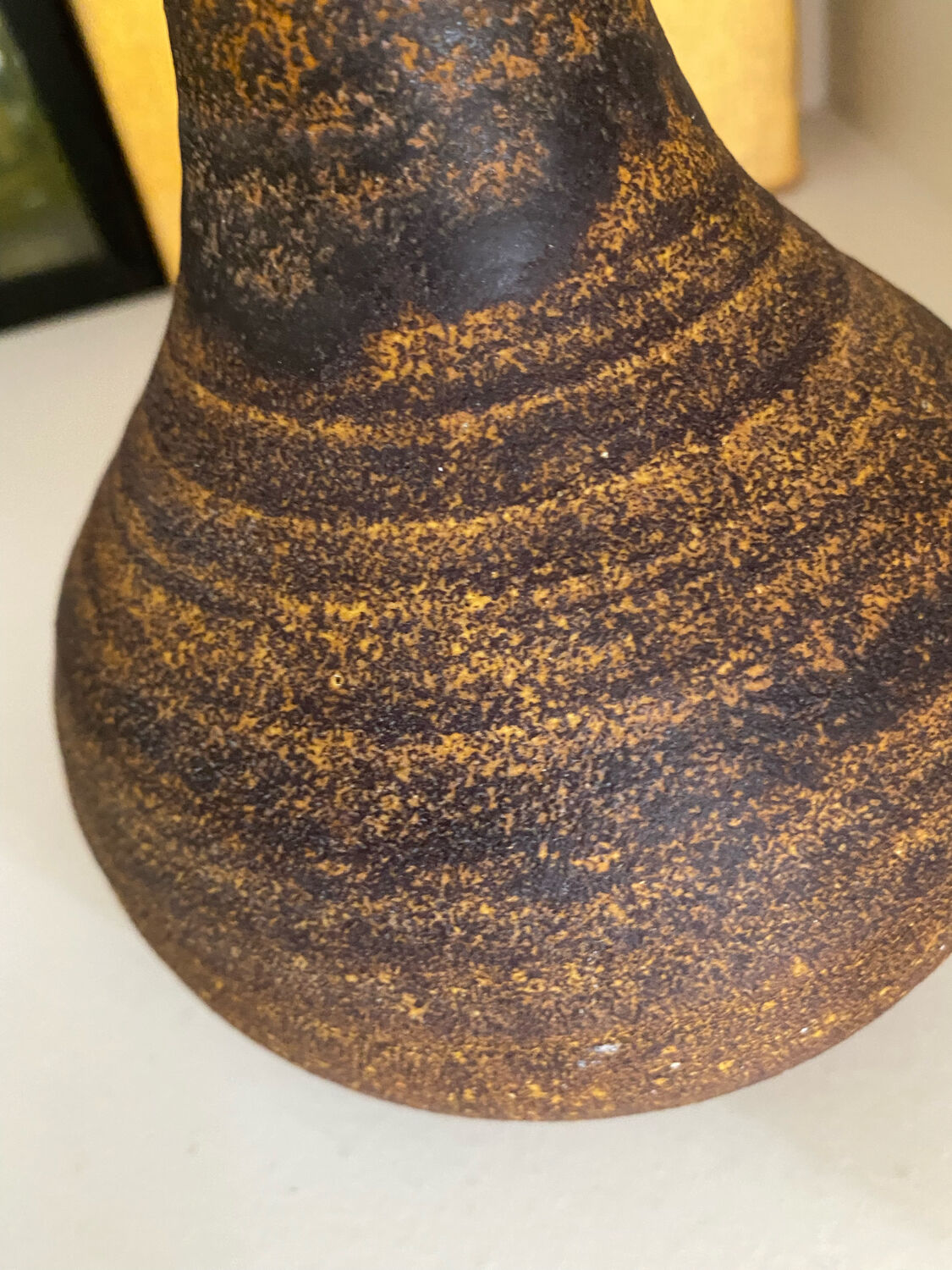 Golden yellow ochre Accolay ceramic vase