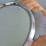Art Deco silver round mirror tray