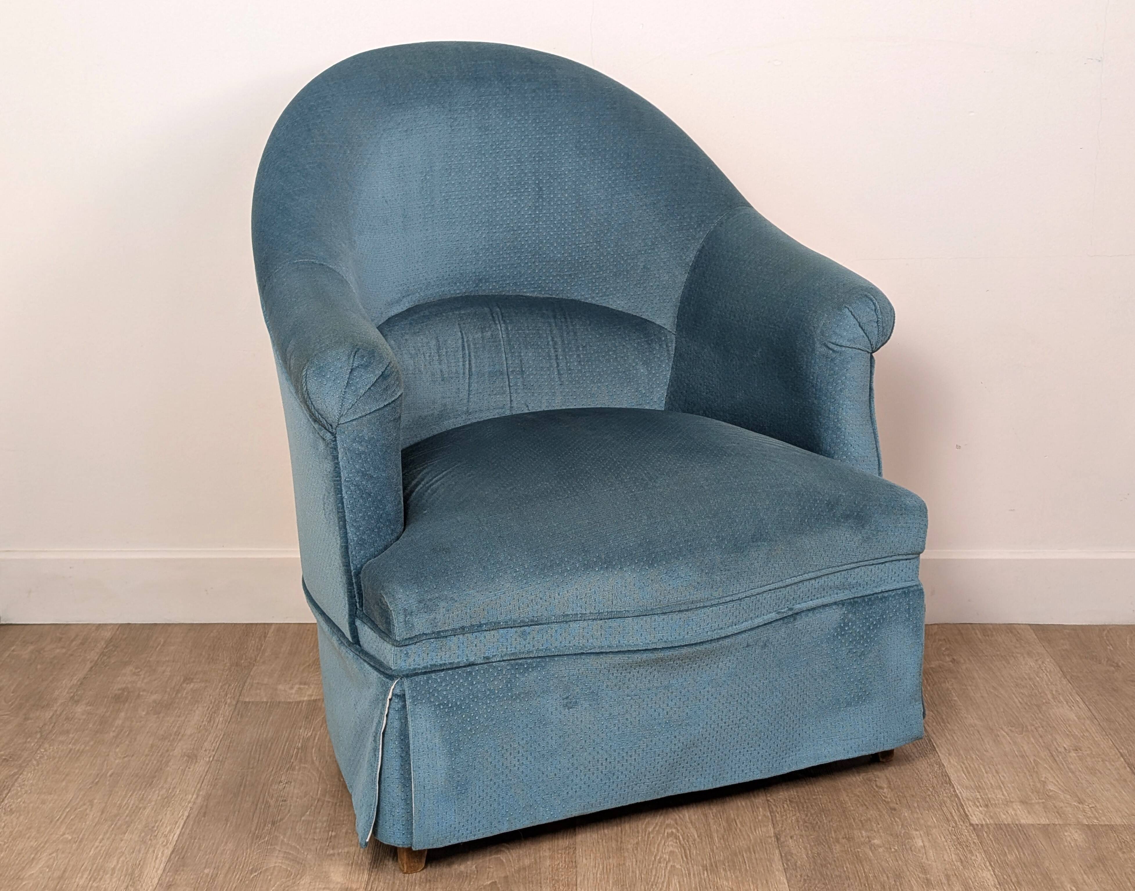 Pair of velvet toad armchairs