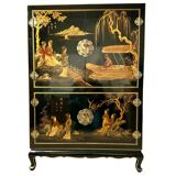 Cabinet meuble TV en laque de Chine décor Japon