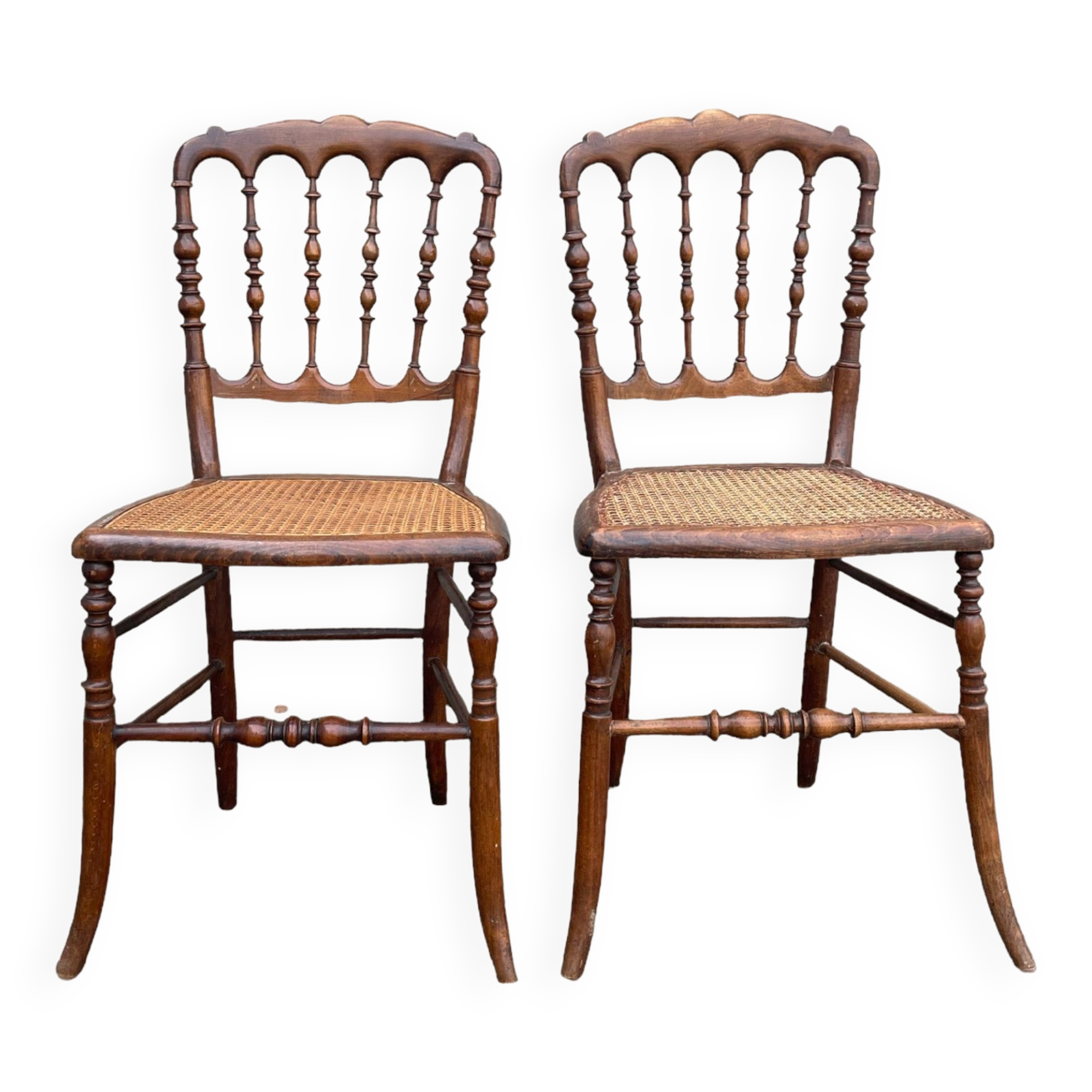 Set of 2 Chaviari Napoleon III cane chairs