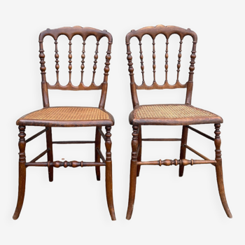 Série de 2 chaises cannées Chaviari Napoléon III