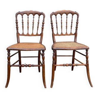 Série de 2 chaises cannées Chaviari Napoléon III