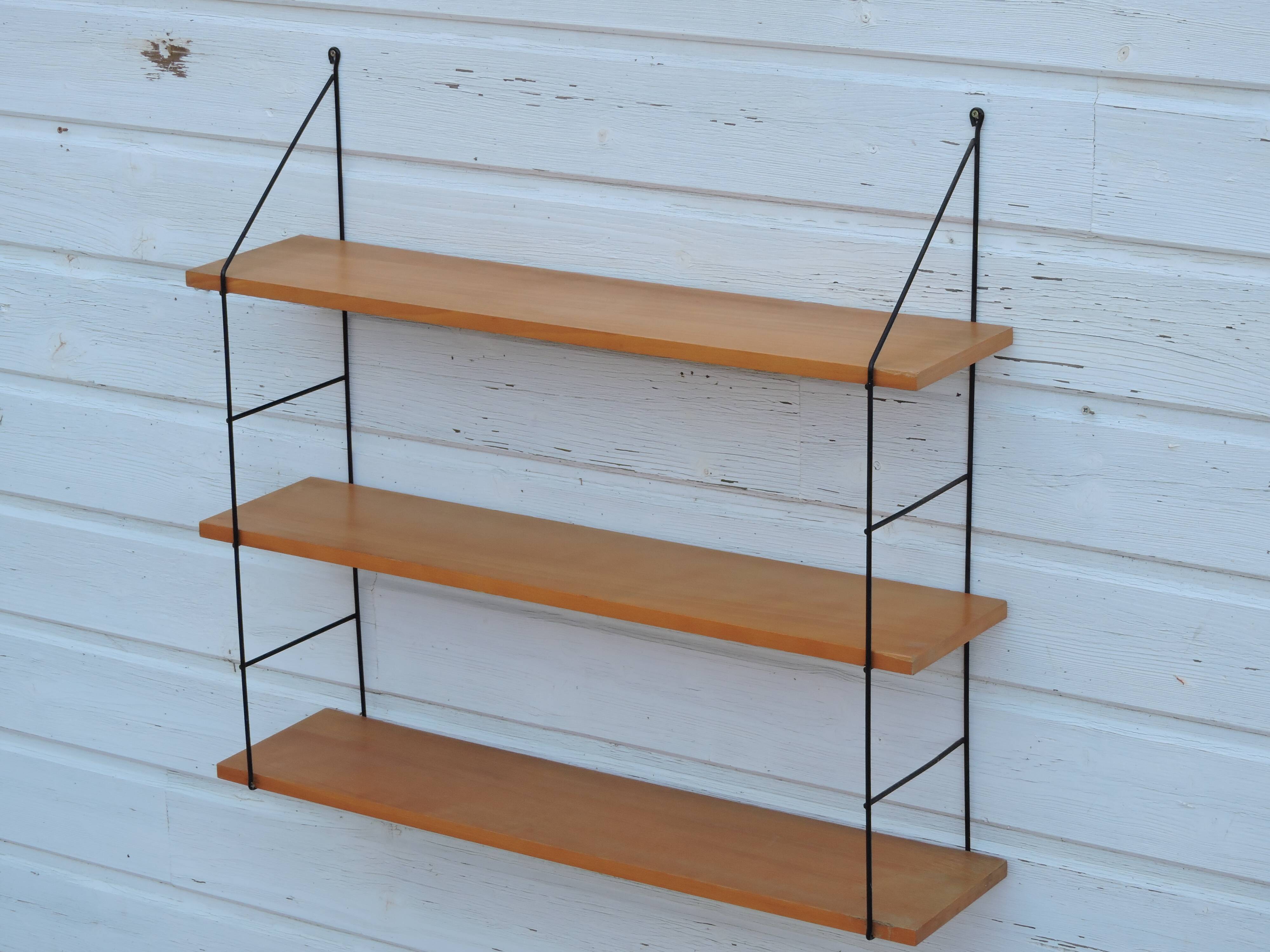 Wall shelf vintage wire and wood