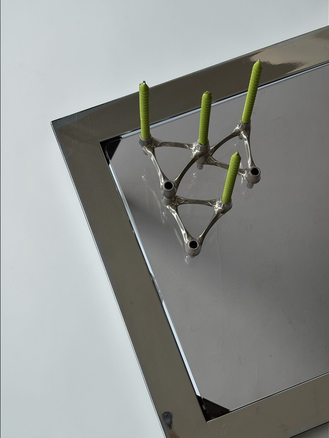 Chrome metal and smoked glass coffee table, 1970.