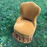 Fauteuil crapaud vert velours année 70-80