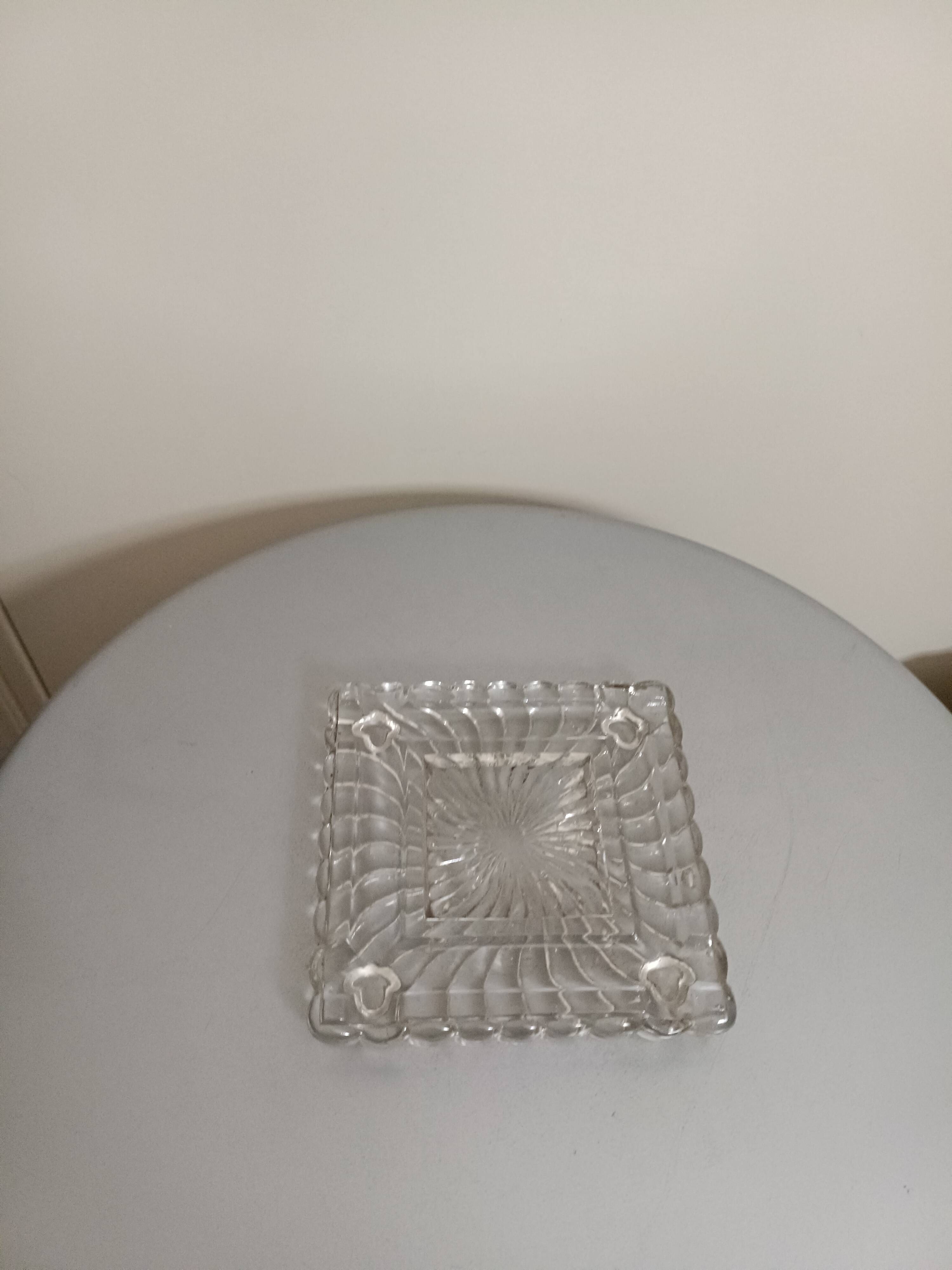 Baccarat : Socle plateau pour encrier - Ancien en Cristal Massif Moulé