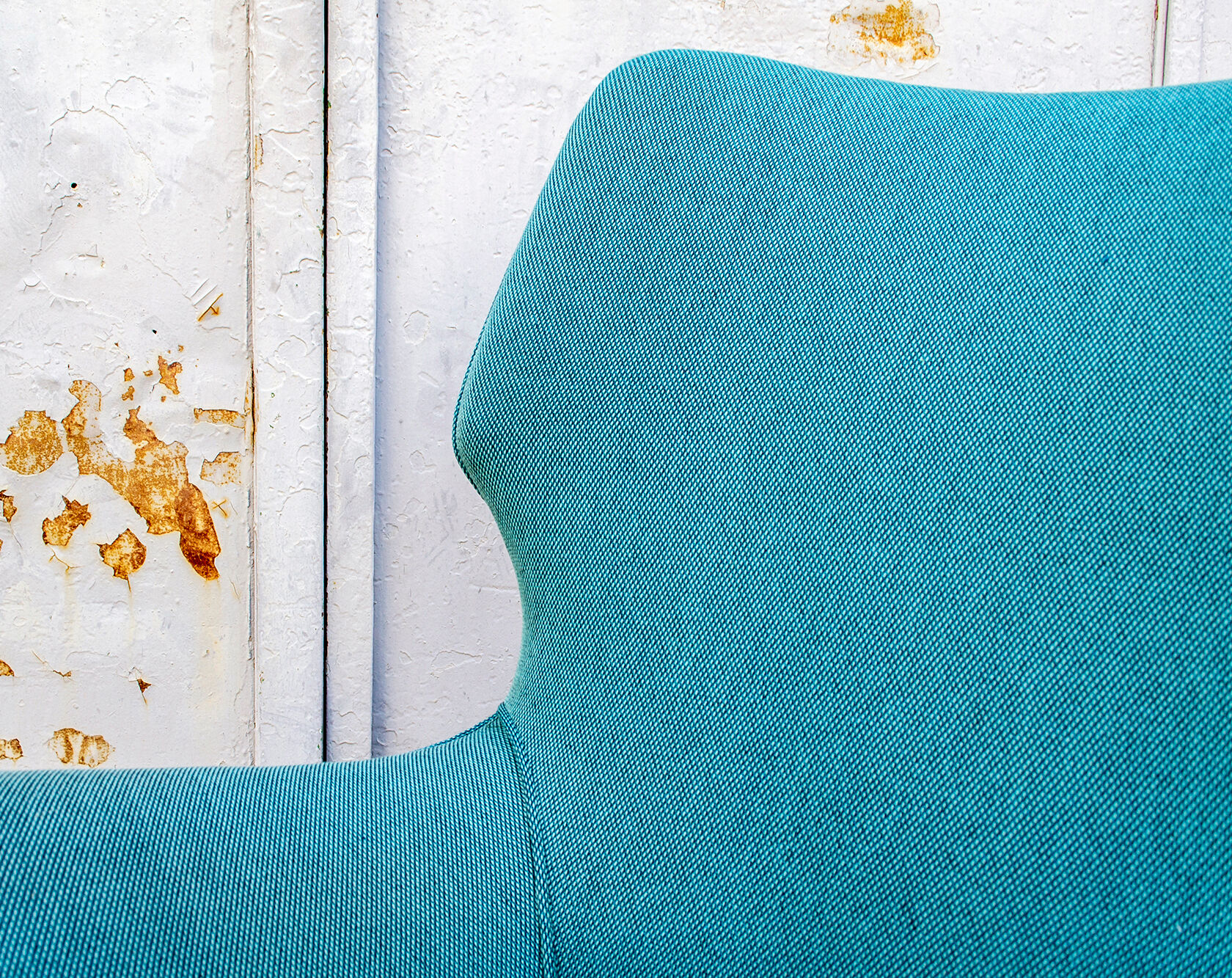 Pair of armchairs with wooden structure and padding covered in Italian fabric 50s