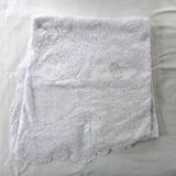 Ancienne nappe ronde diametre 230 cm dentelle broderie