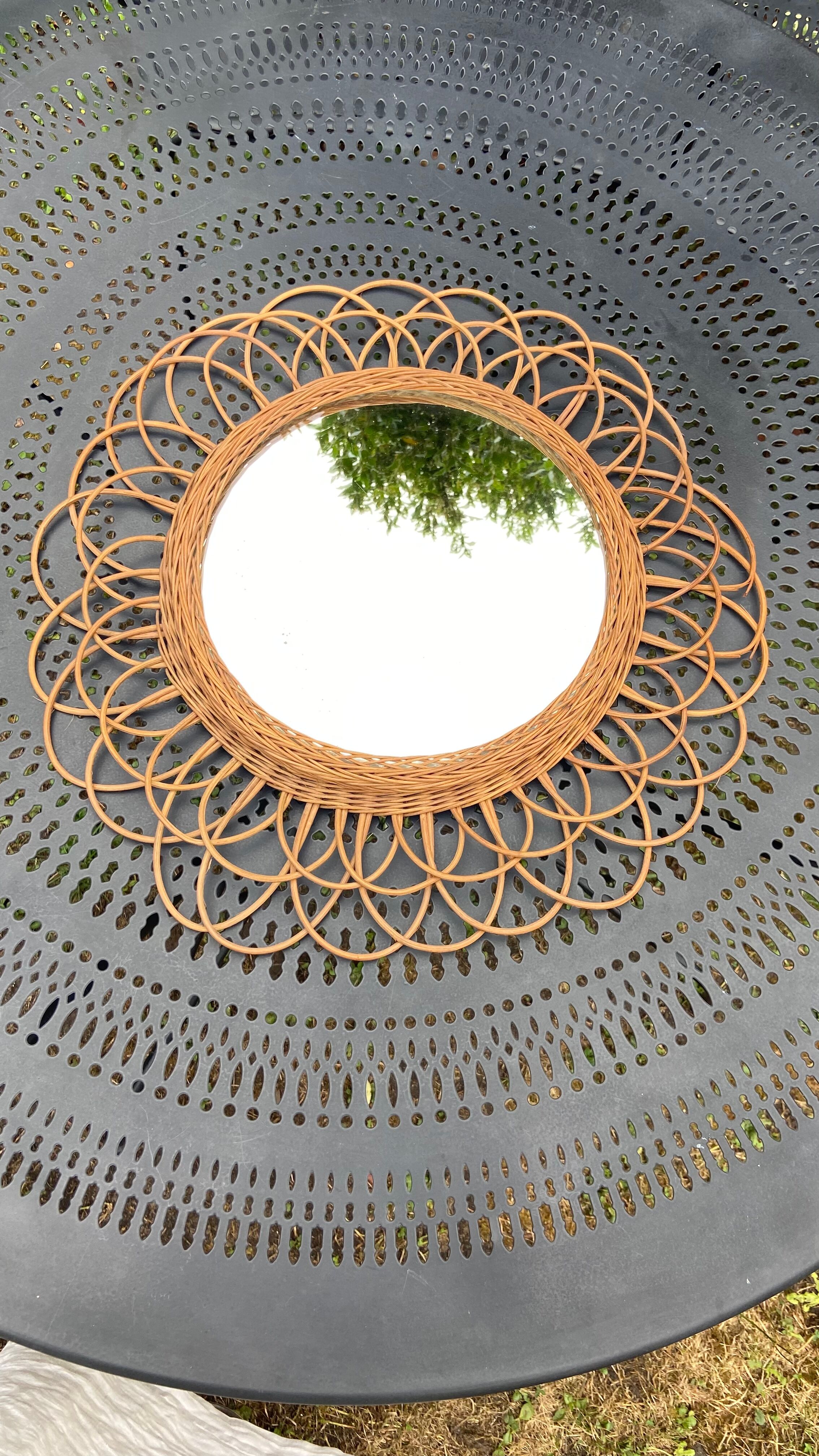 Rattan sun mirror diameter 44 cm