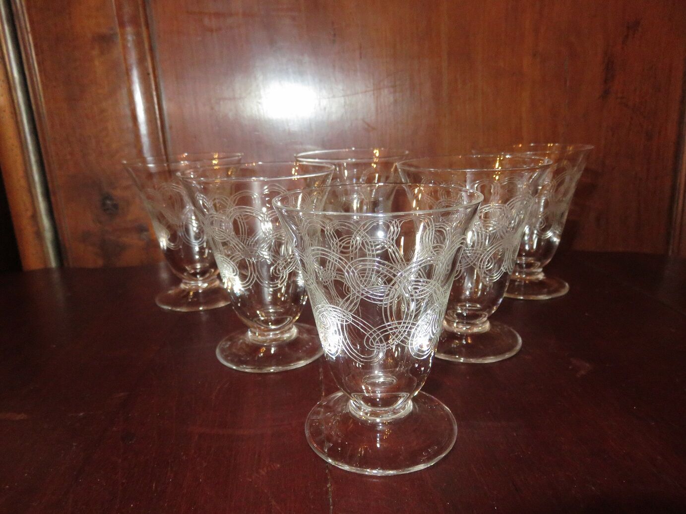 6 art deco wine glasses