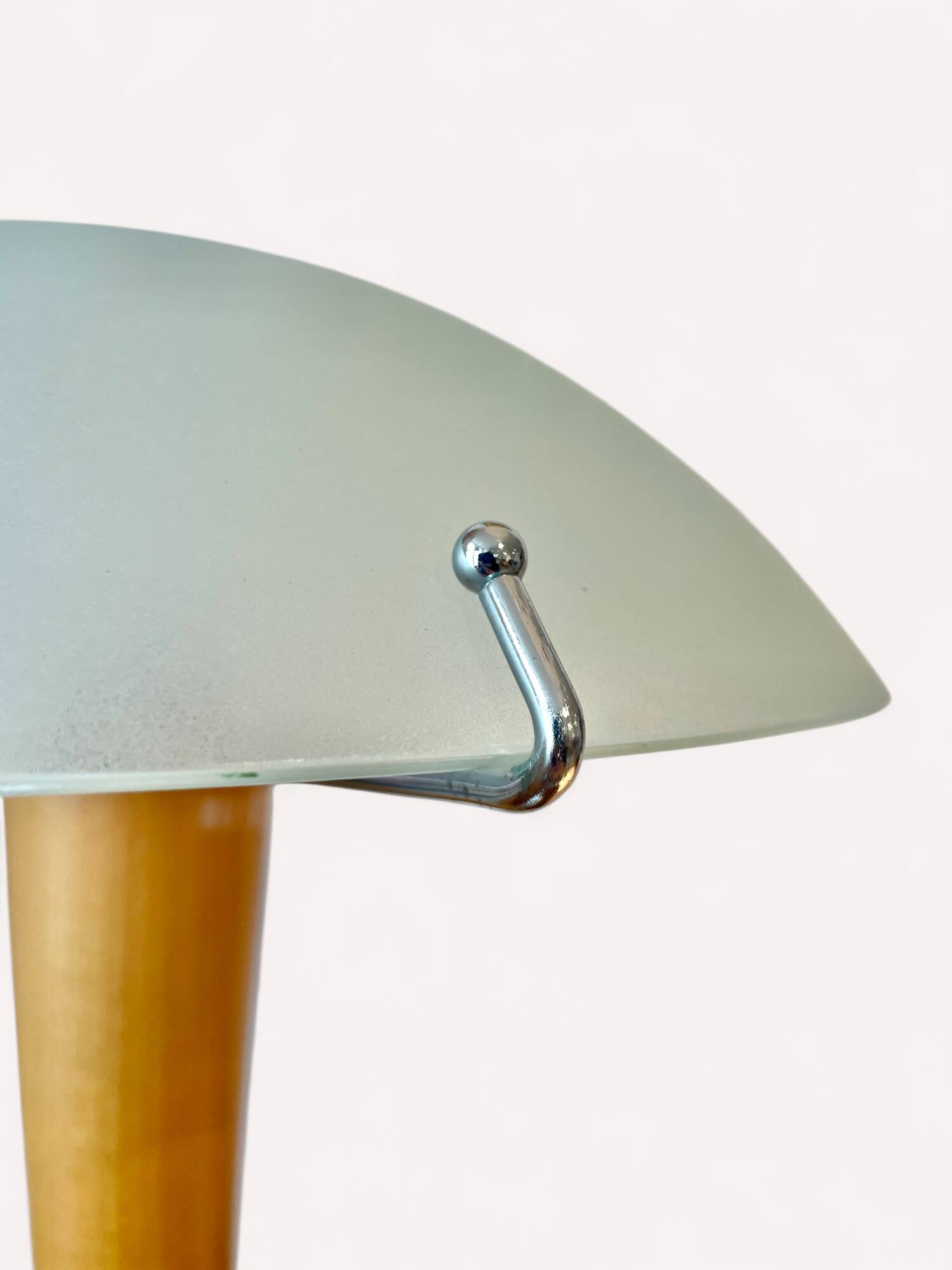 Chrome and wood mushroom lamp