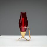 Gunnar Ander candleholder in brass, glass and rattan for Ystad Metall