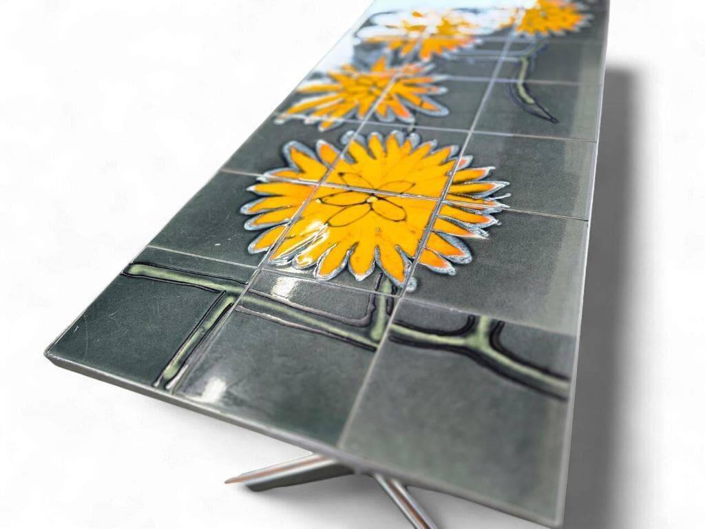 Vintage ceramic coffee table with chrome frame