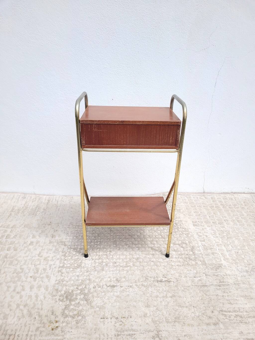 Chevet porte-téléphone vintage bois et métal