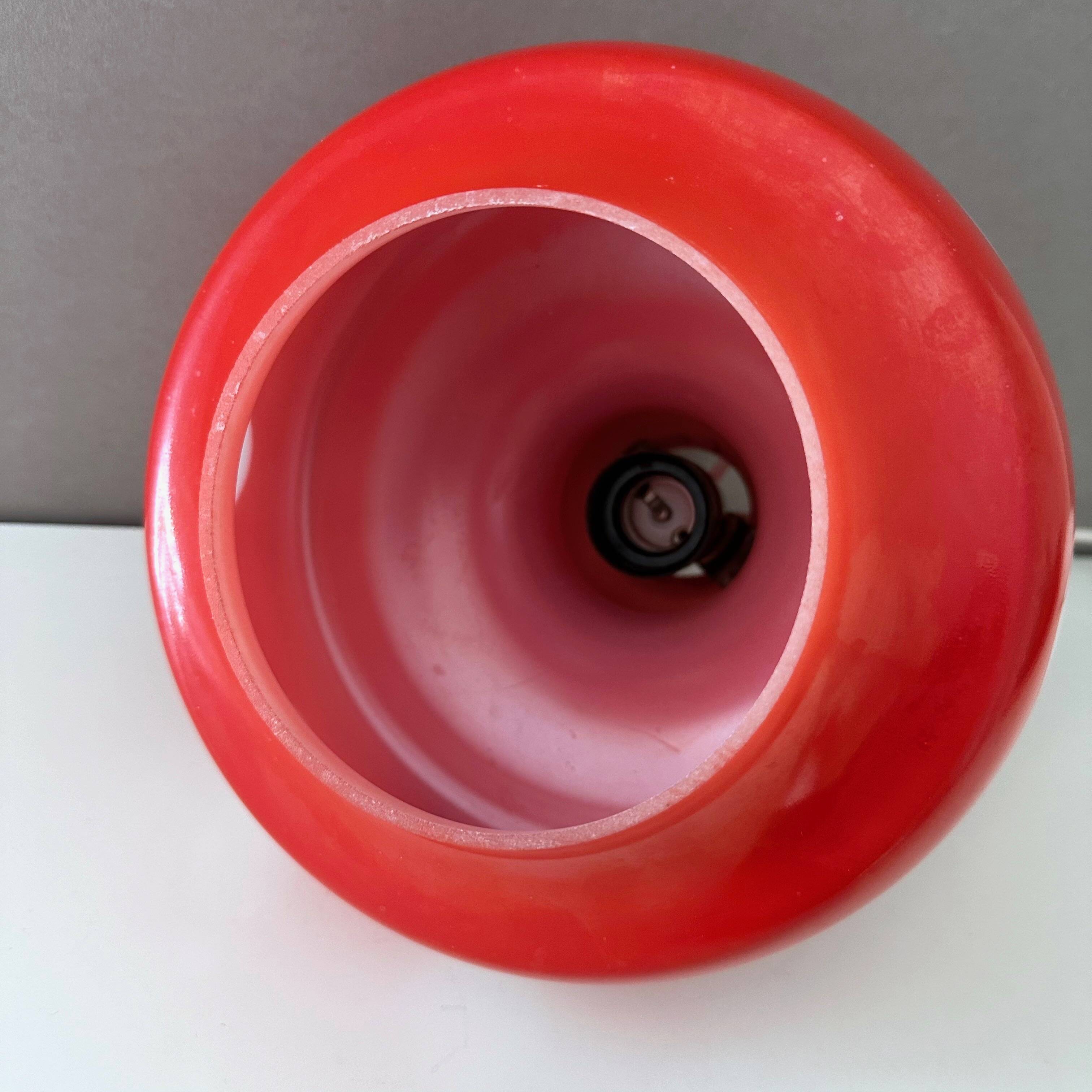 70's lamp polka dots, red glass lamp, vintage hanging lamp, children's room.