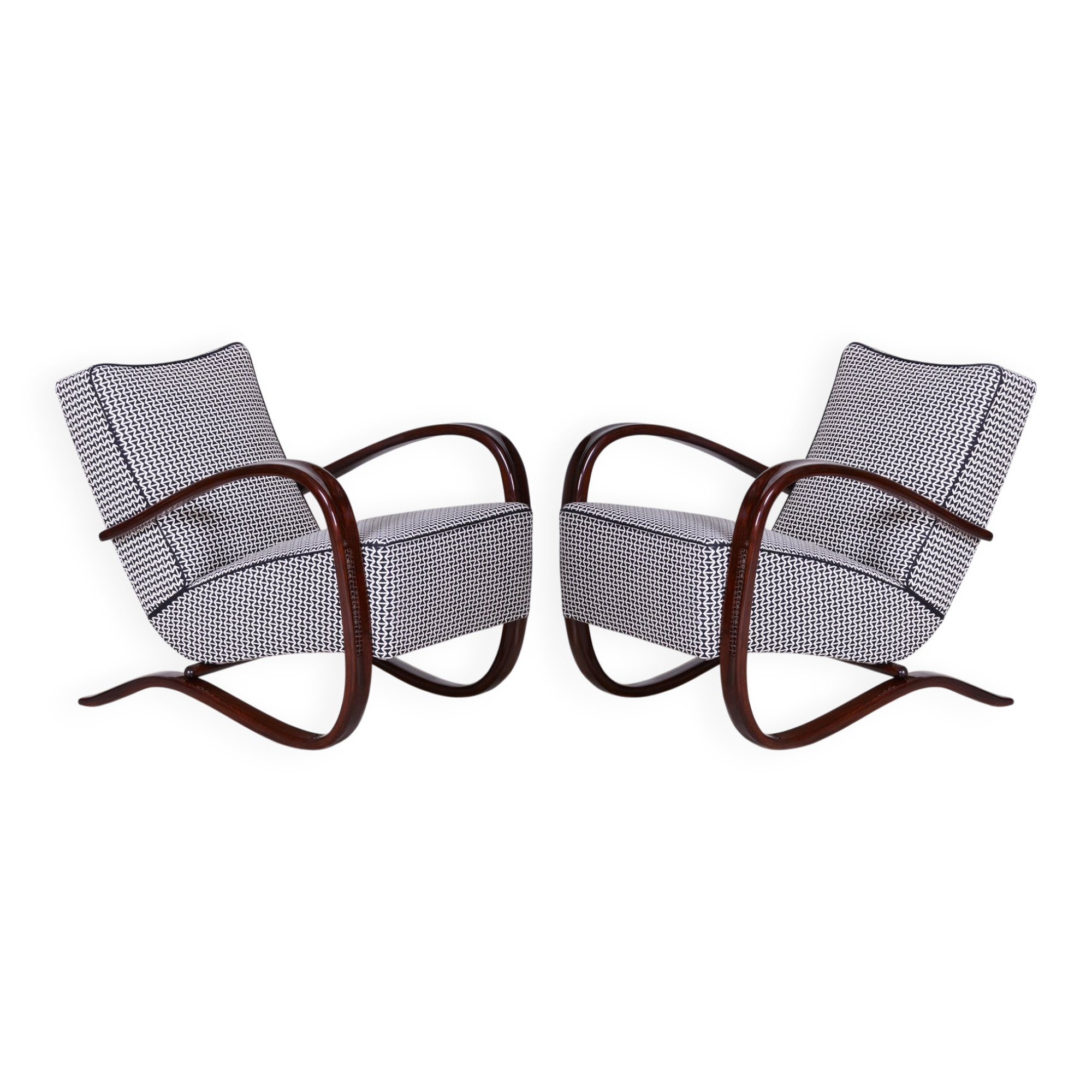 Art Deco Lounge Chairs by J. Halabala for Up Závody, 1930s, Set of 2