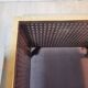 Planter, vintage storage with lightweight wheels, straw, brass and steel, hollywood regency