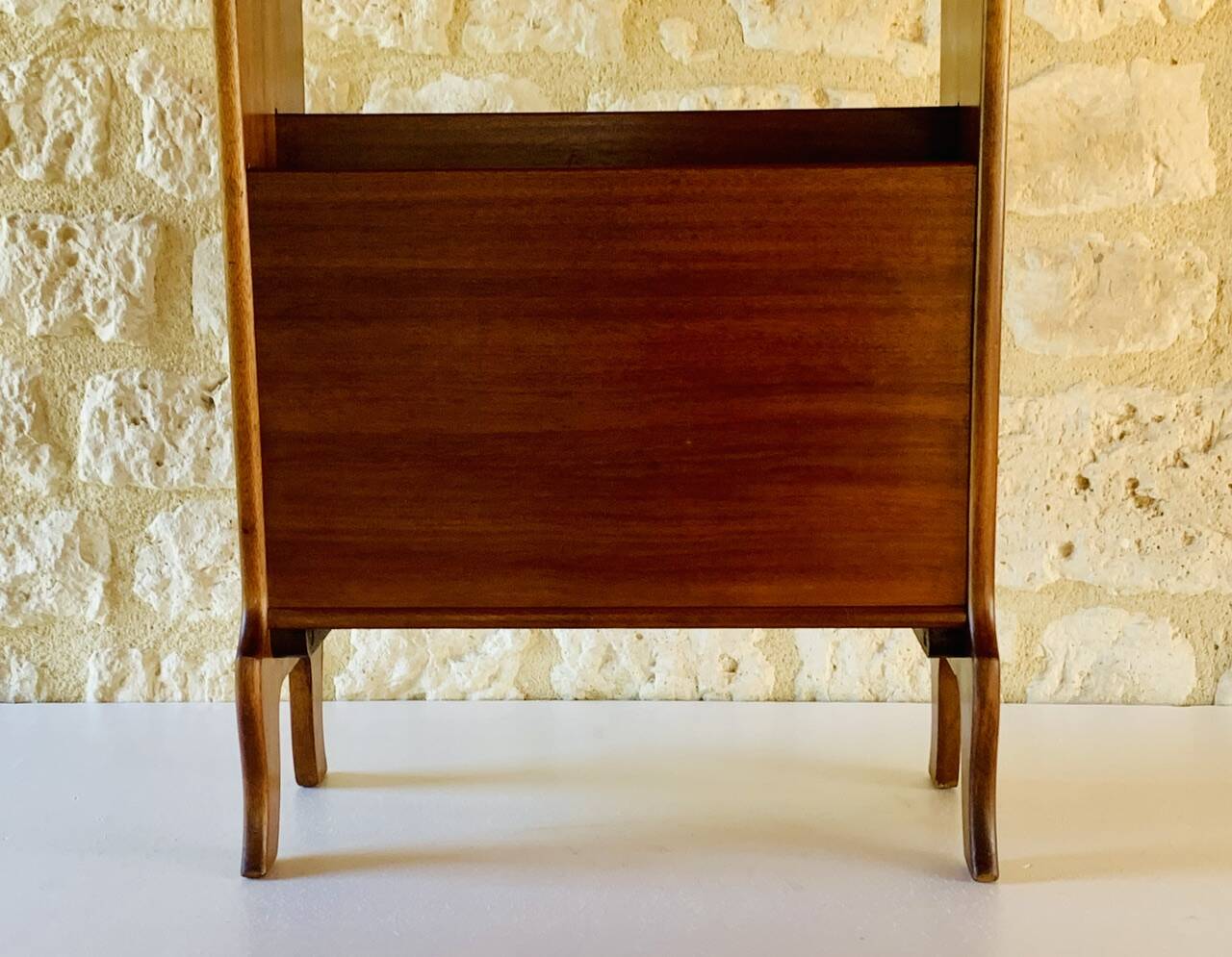 Vintage side table with magazine rack, 1960s