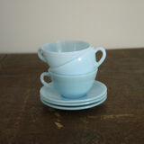 Three blue cups Duralex