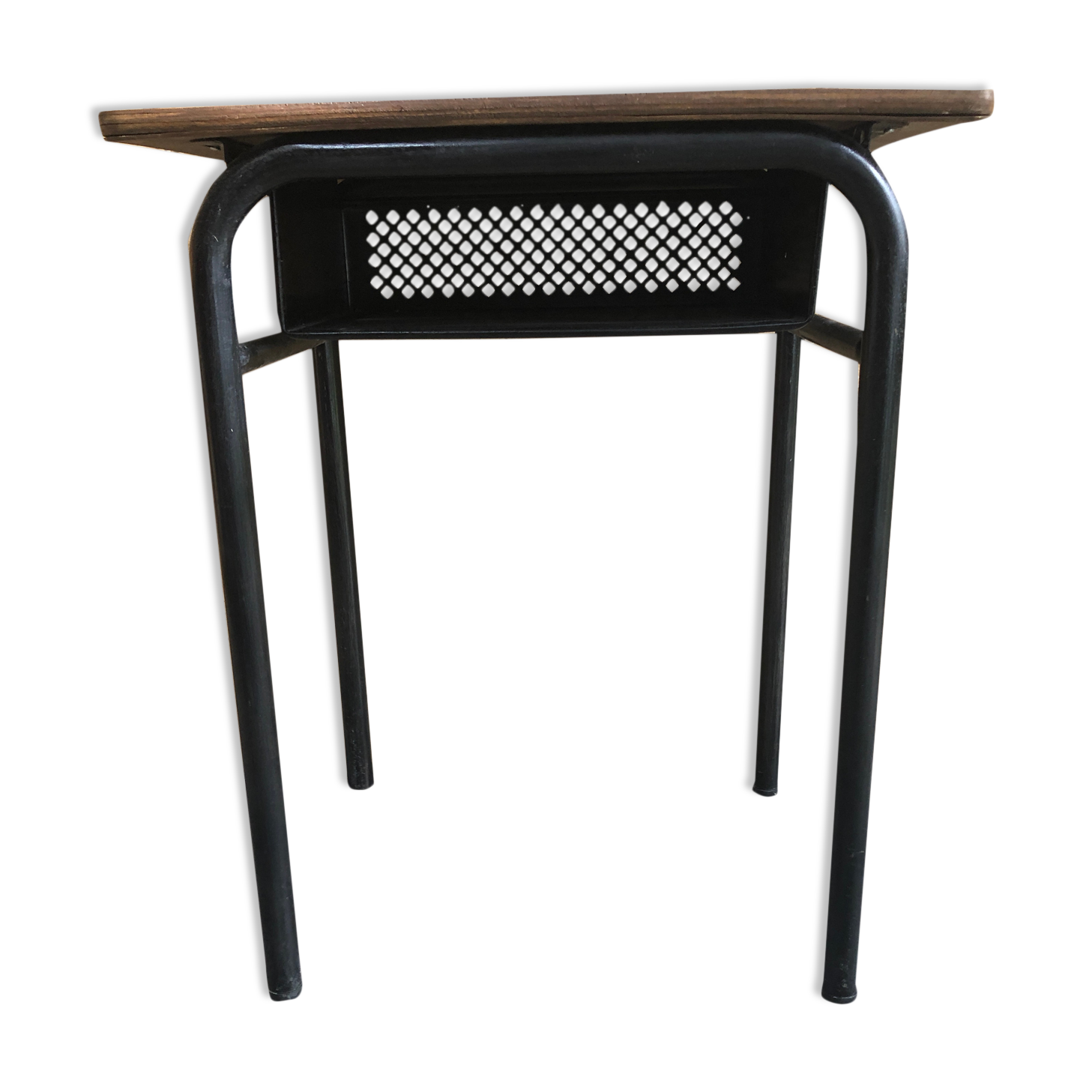 Old desk single desk child metal box + vintage wood tray #6