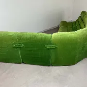 Modular green velvet corner sofa, 1970s
