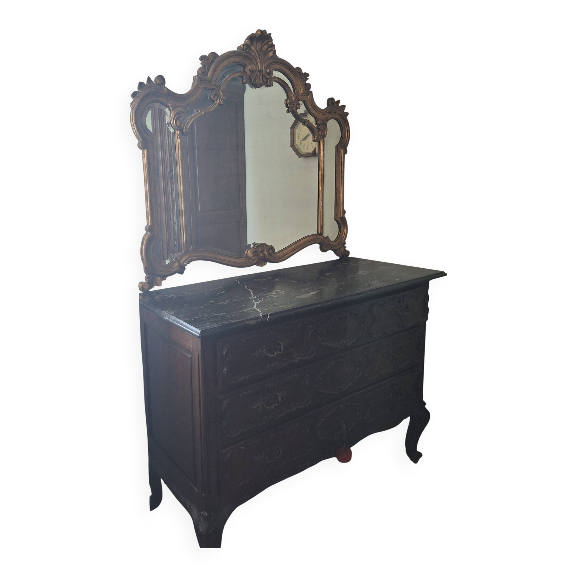 Commode italienne en bois avec miroir, années 1960