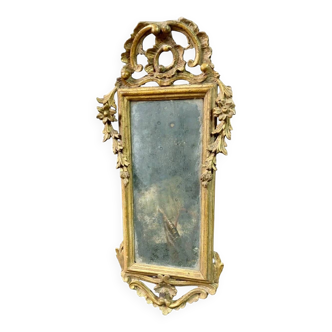 Miroir ancien en bois doré et mercure, XVIIIème siècle