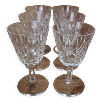 Set of 6 Arlequin white wine glasses in Reims crystal glass 1950
