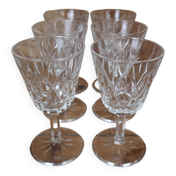 Set of 6 Arlequin white wine glasses in Reims crystal glass 1950