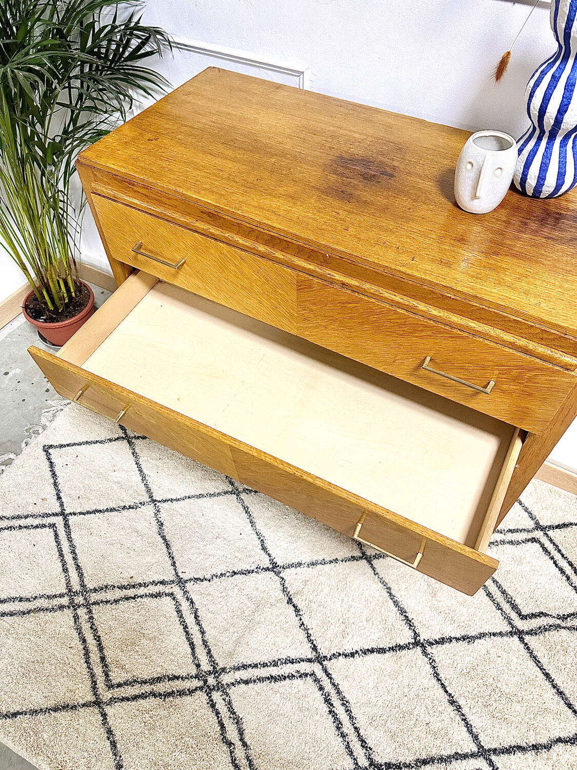 Vintage chest of drawers compass feet