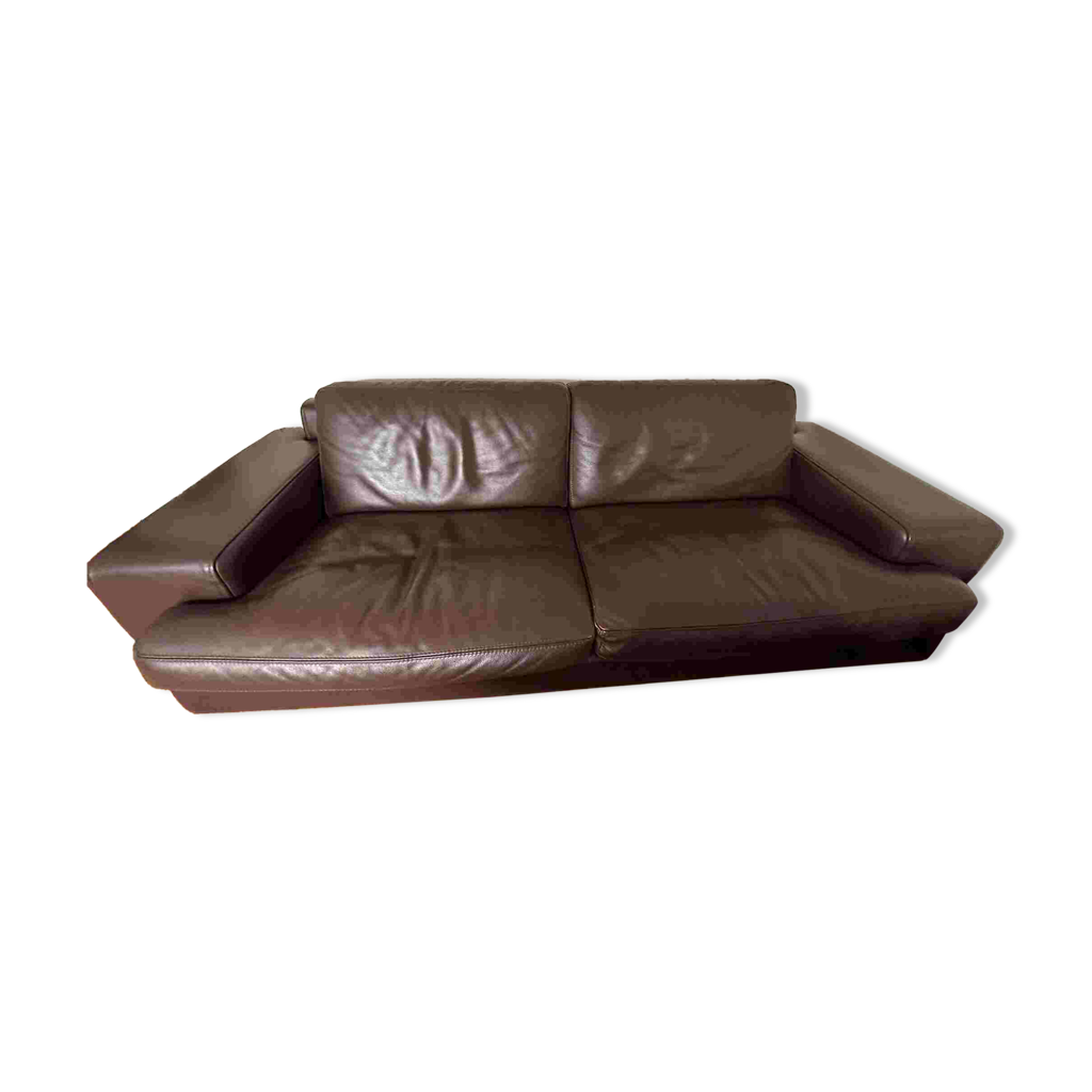 Canapé 3 Places Cuir Marron Roche Bobois – Contemporain – Occasion