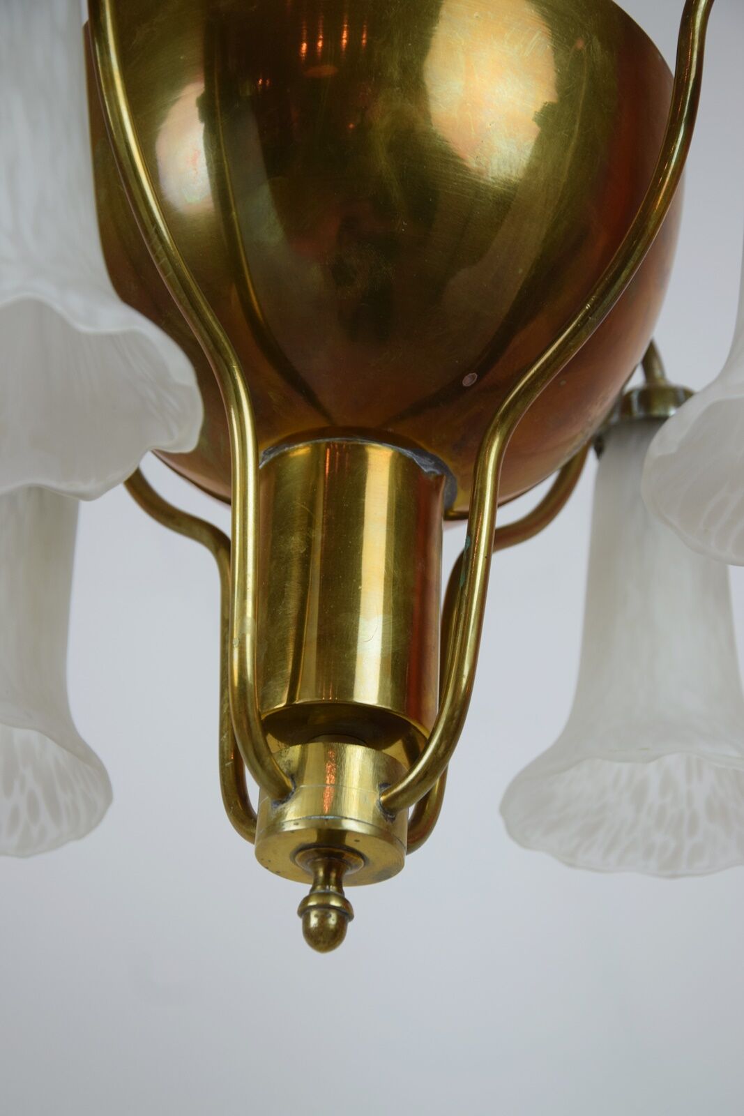 Brass suspension and art deco glass