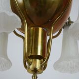 Brass suspension and art deco glass