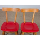 Set of four red chairs published by Ton, 1960