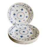 5 assiettes à fleurs bleues vintage