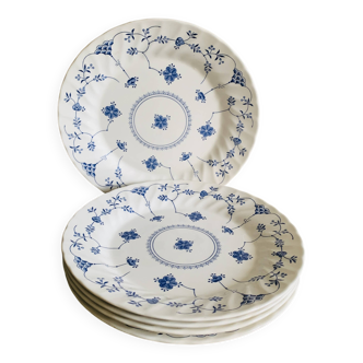 5 assiettes à fleurs bleues vintage