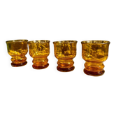 4 vintage Pernod amber glasses