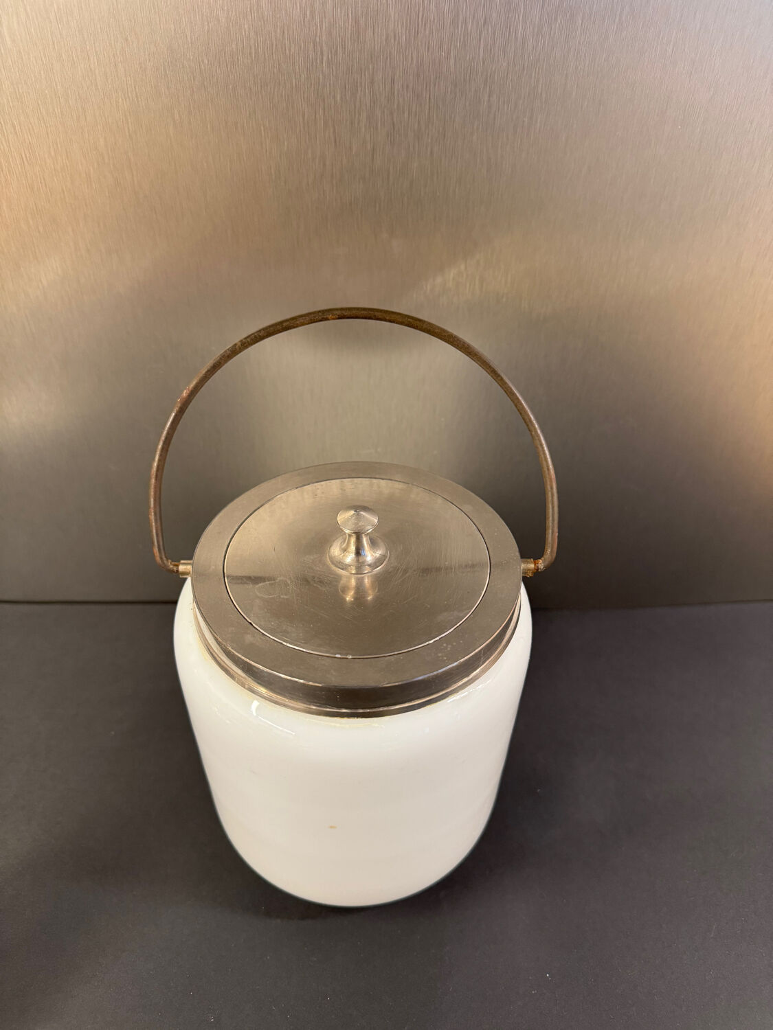 Antique white opaline glass candy dish, early 20th century