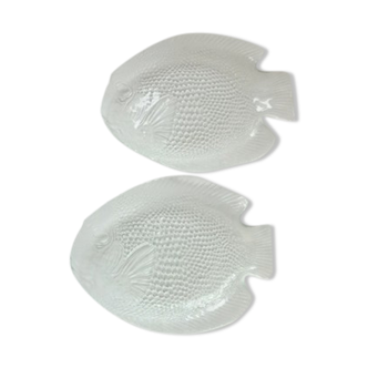 Pair of glass fish-shaped flat plates