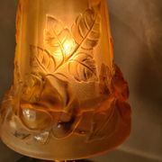 French Art Deco Table Lamp by Cherrier & Besnus very beautiful pressed molded pink glass - 1920s 33x12